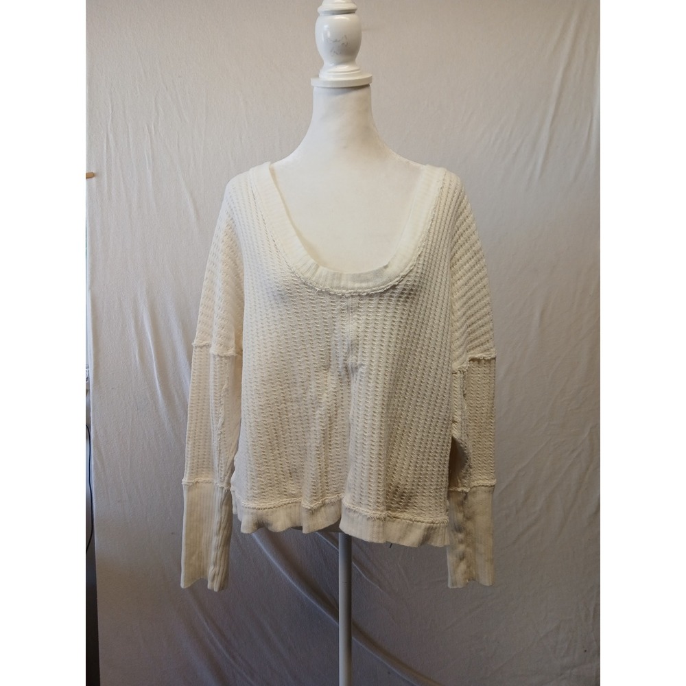 Free people magic thermal waffle knit long sleeve white boho Coastal